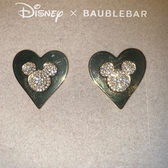 BaubleBar Jewelry - BNIB Disney X Baublebar Mickey Mouse Gold Heart Stud Earrings